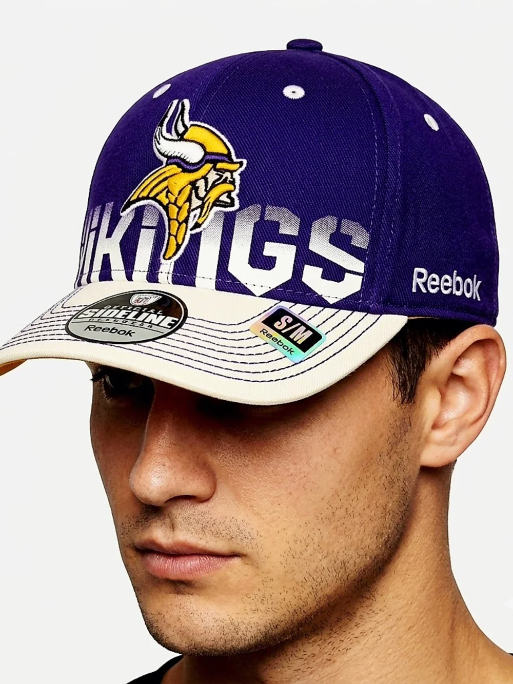 REEBOK NFL Equipment Minnesota Vikings Sideline Stretch Fit Hat S/M NWT Vintage
